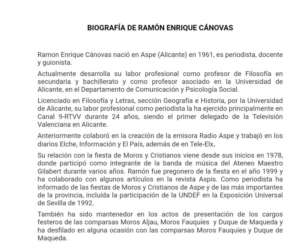 Ramón Enrique Cánovas será director de la revista Aspis 2023