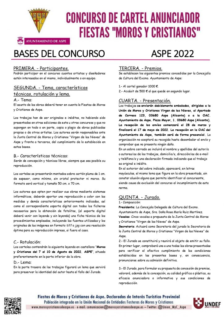 Bases del Concurso de Cartel Anunciador de Fiestas 2022