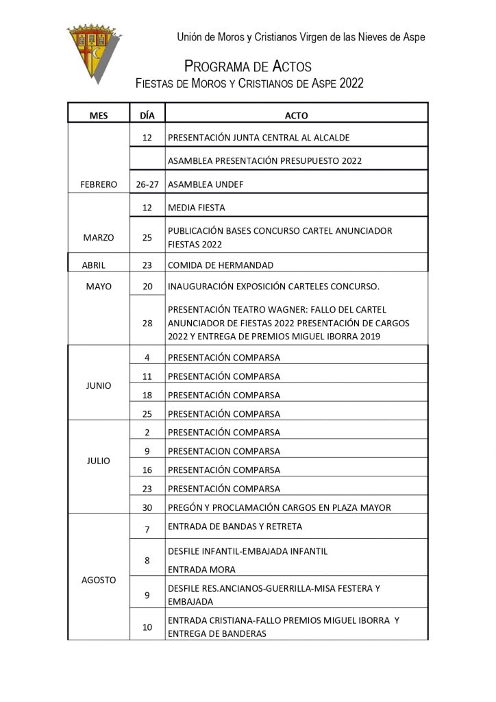 Aprobado el Calendario de Fiestas para 2022
